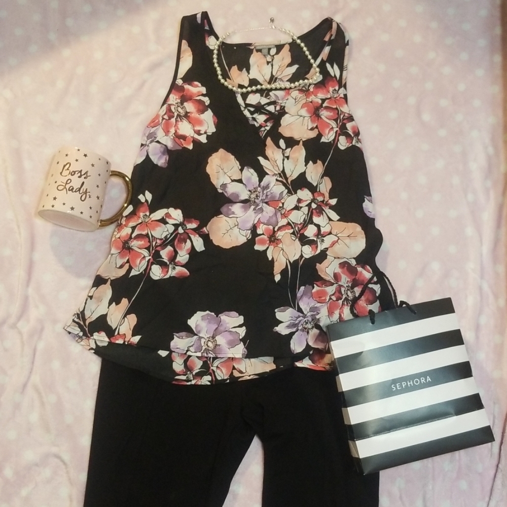 Charlotte Russe Floral Criss-Cross Top